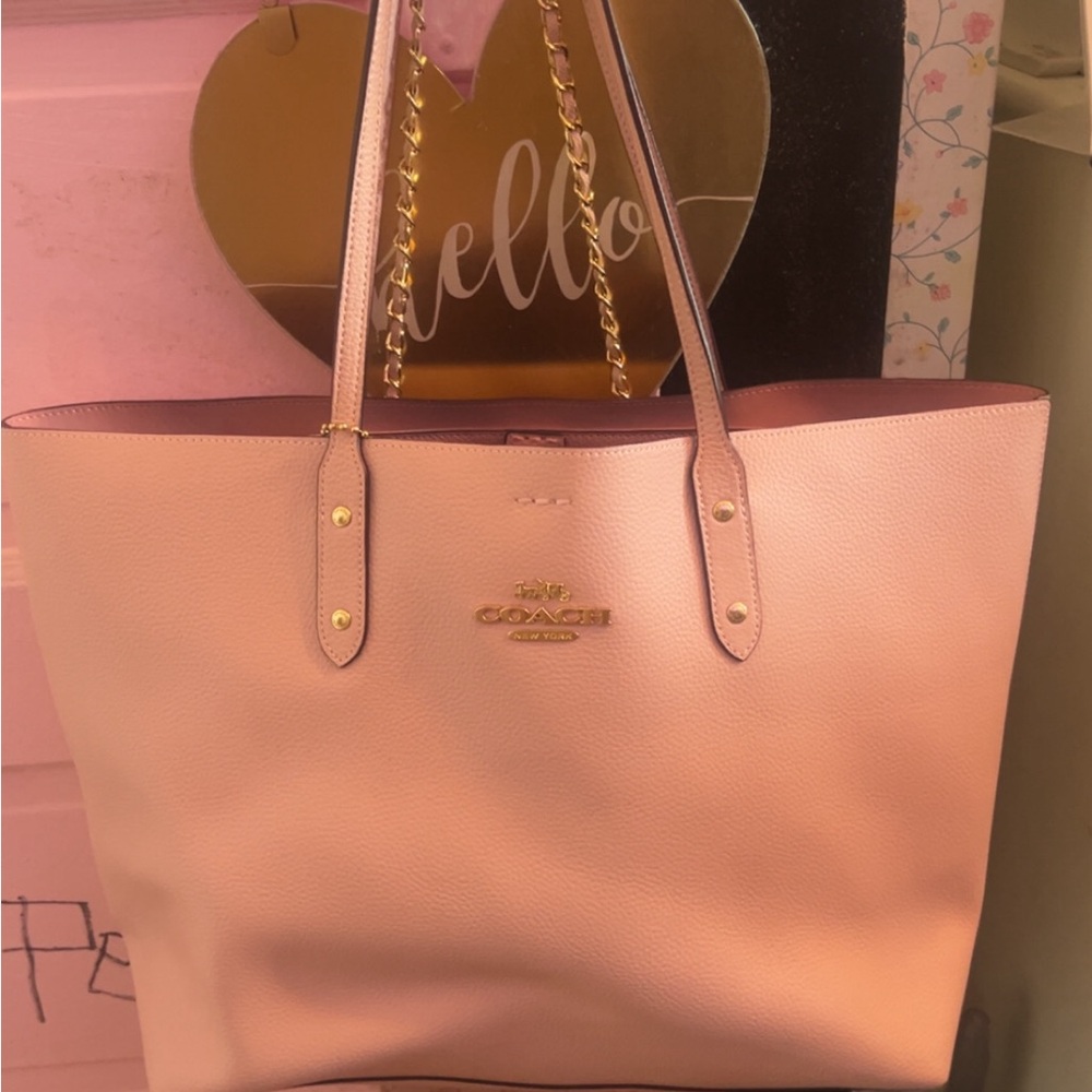 Coach Light Pink Tote with Gold Accents